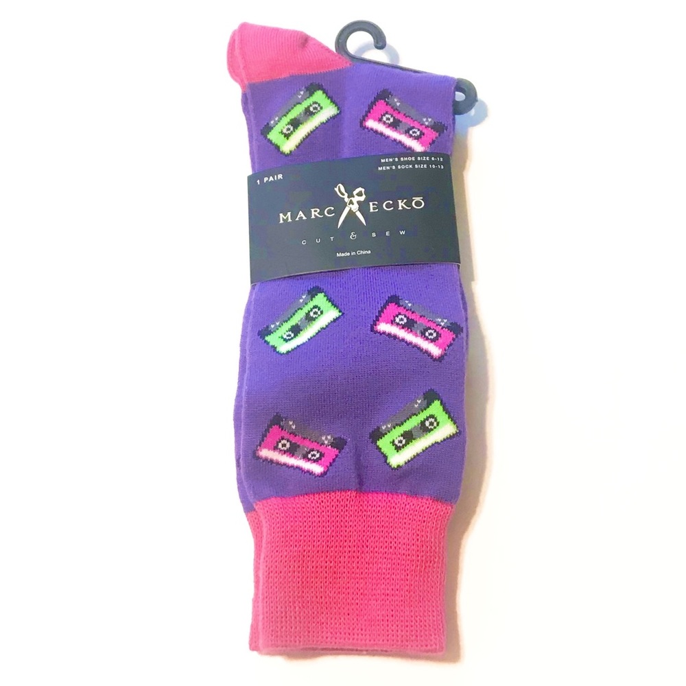 Novelty fun socks - Cassettes  & tapes - purple
